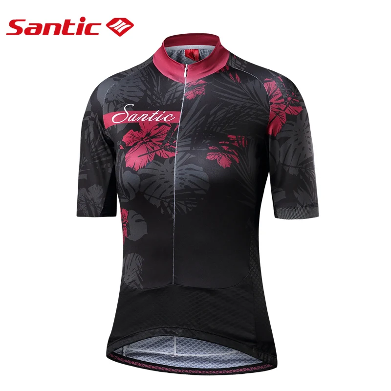 Santic для женщин Велоспорт Джерси Pro Fit дорожный MTB велосипеда с коротким рукавом