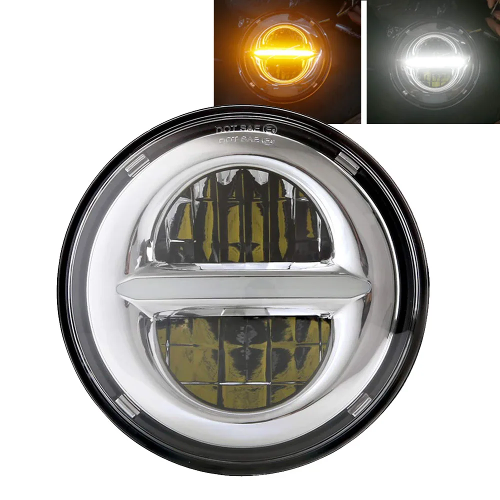 1pcs Chrome 7inch Marlaa 7 дюймов светодиодный налобный фонарь 4,5, противотуманные фары ближнего света, точечный комплект, кольцо, мотоциклетный налобный фонарь для Touring Road King - Цвет: 1pcs Chrome 7inch