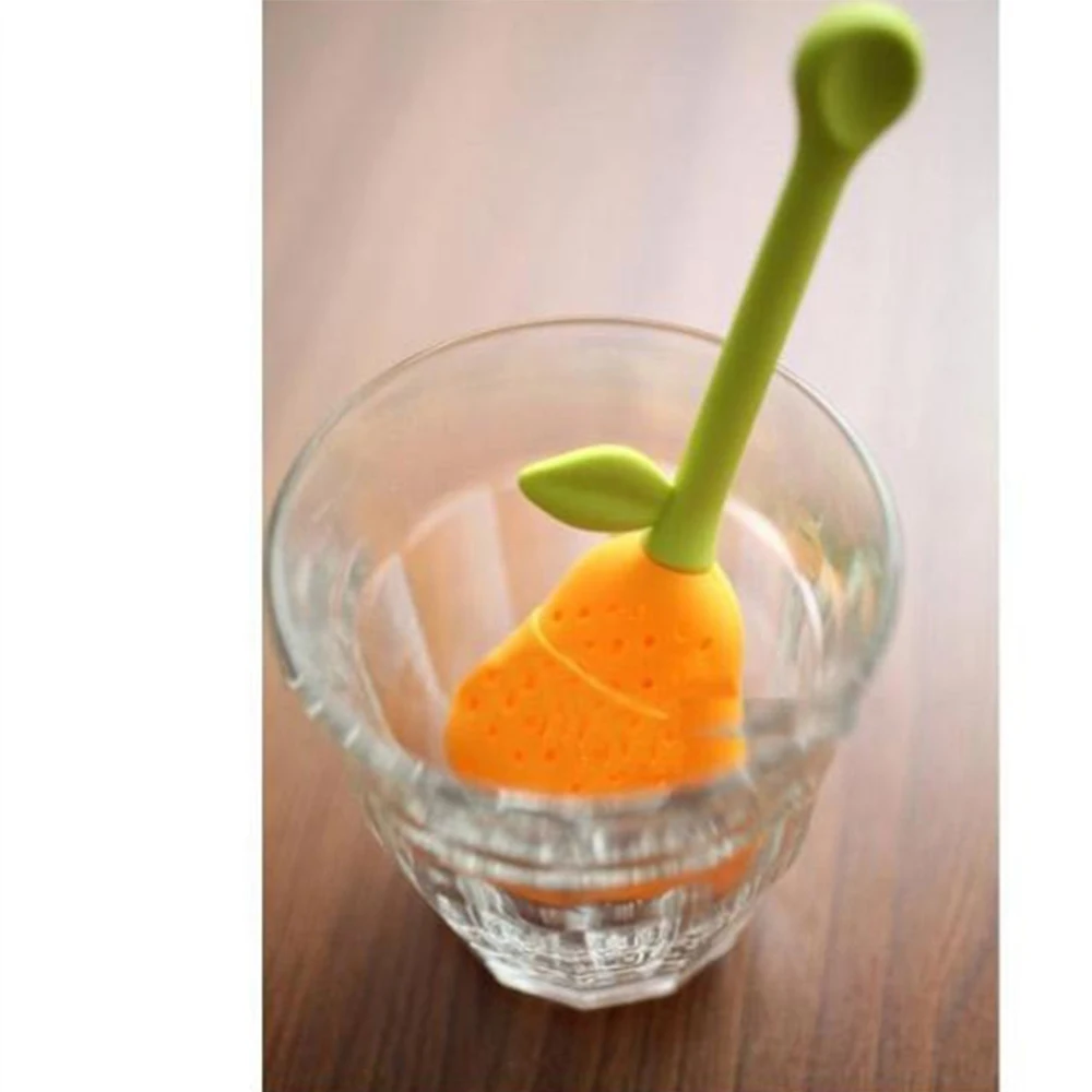 Silicone Pear Shape Tea strainer Long Handled Tea Filters Tableware Dinnerware Creative Modeling Teaware Random color