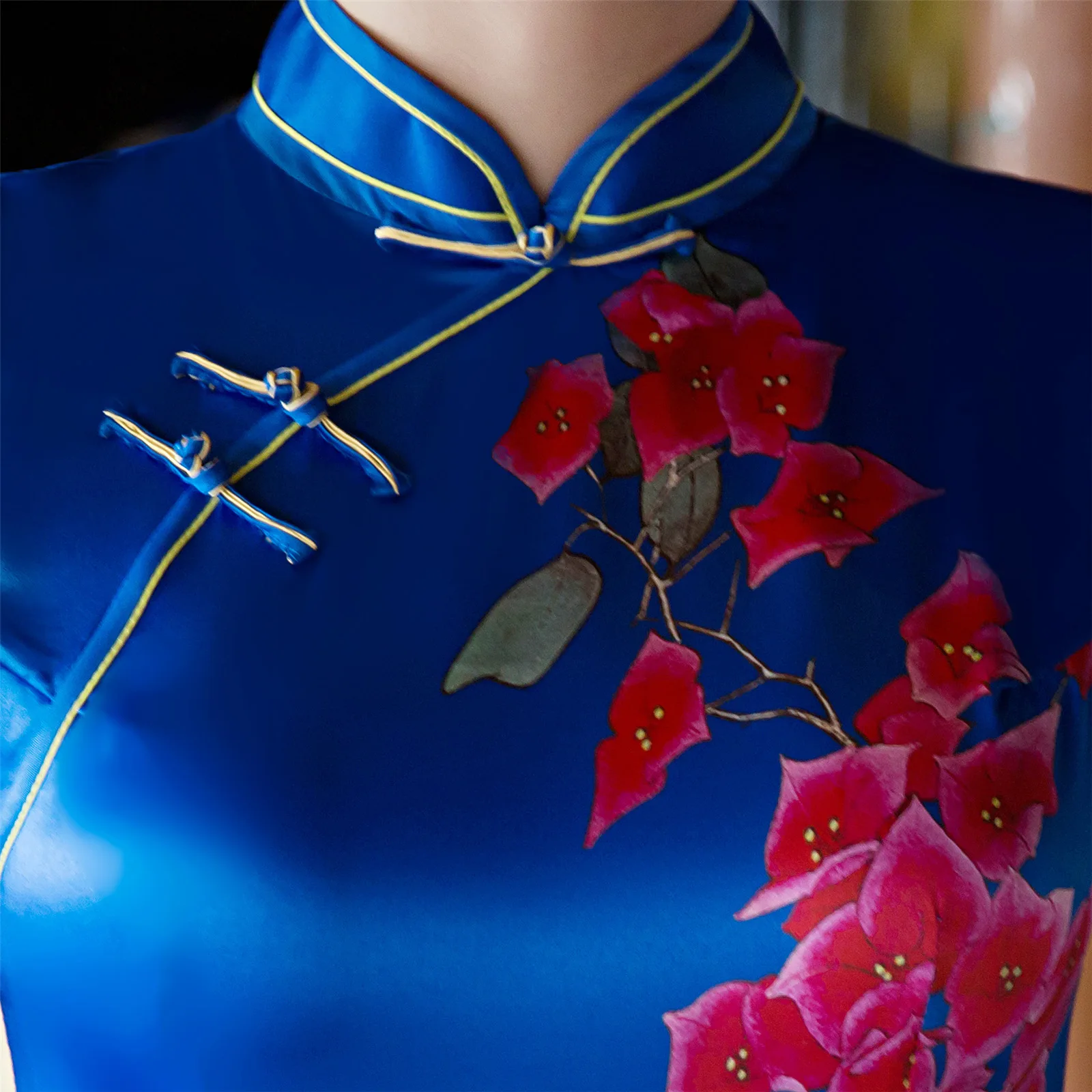 Традиционное кружевное платье Ципао в китайском стиле длинный Шелковый с