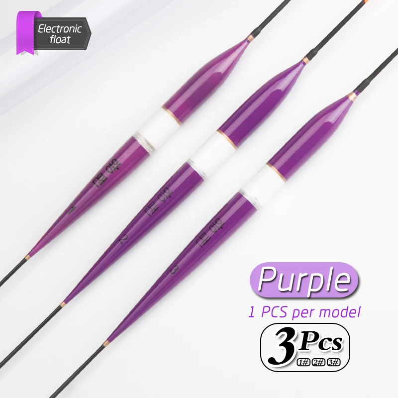 PurPle 3 шт./лот светящийся электронный рыбалка поплавок, рыболовные снасти рыболовный поплавок с длинным шлейфом для девочек ночного поплавок - Цвет: PurPle