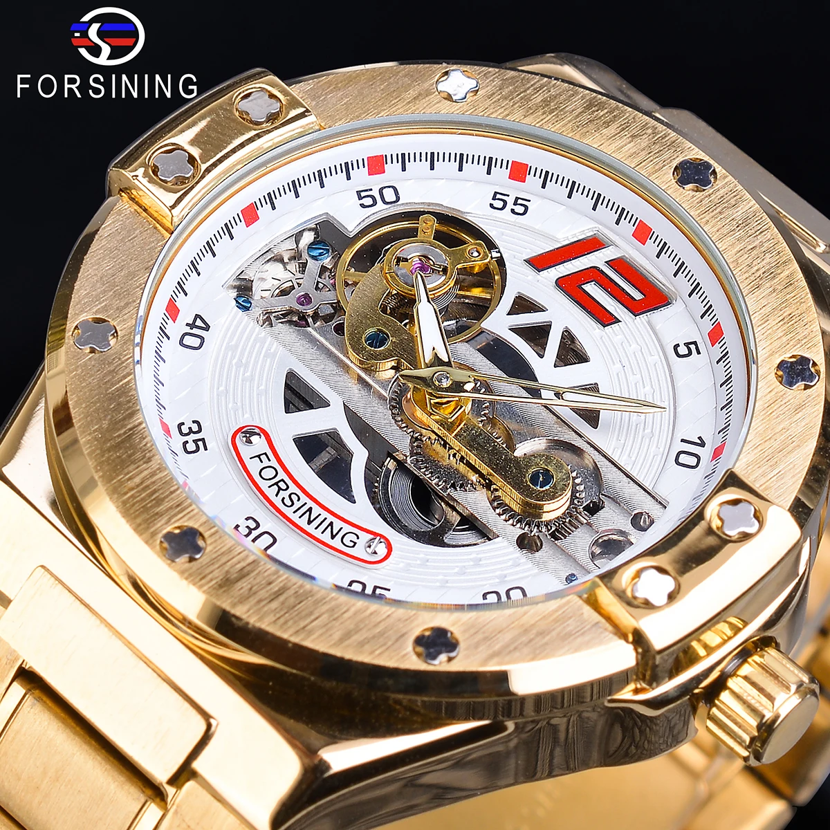 

Forsining Male Mechanical Watches Men 2019 Creative Golden Bridge Transparent Relogio Masculino Stainless Steel Band Watch Gifts