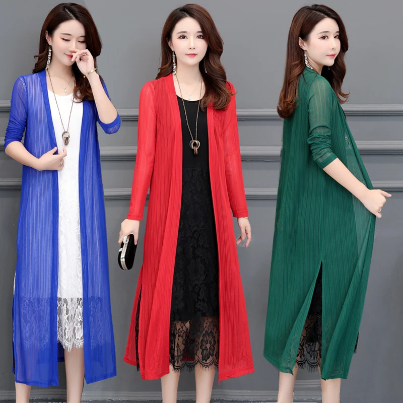 Summer Women Cardigan Coat Beach Sunscreen Clothing Shawl Outside Thin Outer Cover Anti-UV Long Female Tops Plus size K959 |