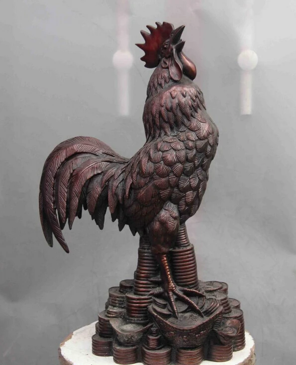 

song voge gem S1109 Details about China Red Bronze Copper Fengshui Yuanbao Zodiac Cock Rooster Chanticleer Statue