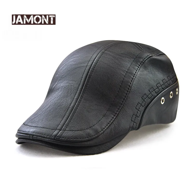 Кепка JAMONT 100% из искусственной кожи для газетчика Зимние береты Мужская теплая с
