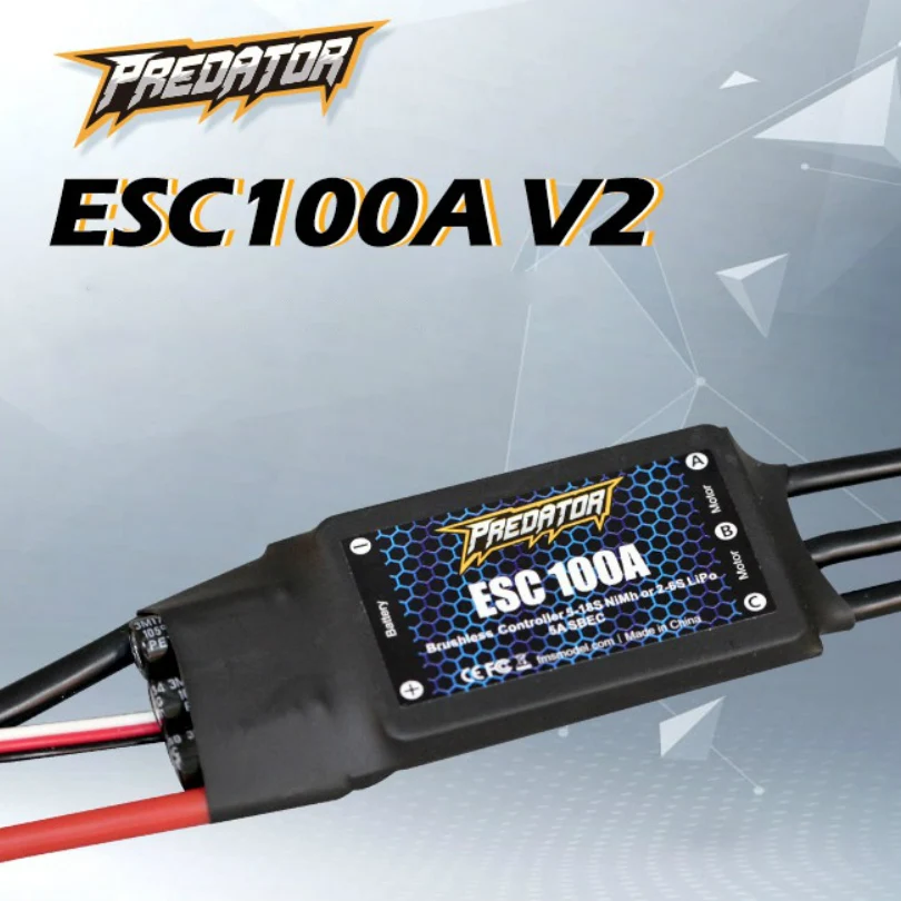 FMS ESC 100A V2 with 5A SBEC Speed Controller Brushless 2s -6S for RC Airplane Model Plane Drone Boat Car Helicopter Spare Parts