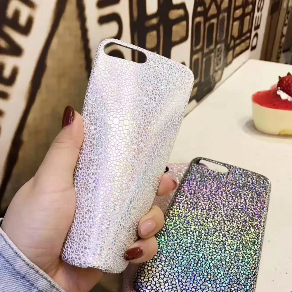 EVANKALX Shiny Laser TPU Case For iPhone 7 8 6/7/8 Plus Bling Glitter Snake Skin PU Leather Back Cover 6 6s |