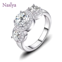 fashion silver color wedding rings with cubic zircon crystal ring new brand bijoux for women fashion engagement jewelry gift