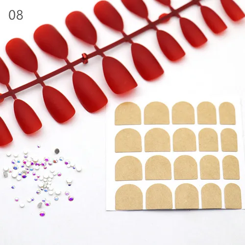 08 DIYCrystal Nails искусственные ногти красивые 1 комплект 24 шт. поддельные ногти+ 1 лист клей для ногтей+ 30 шт. блестящие стразы AB Crystal Nailart - Цвет: 08