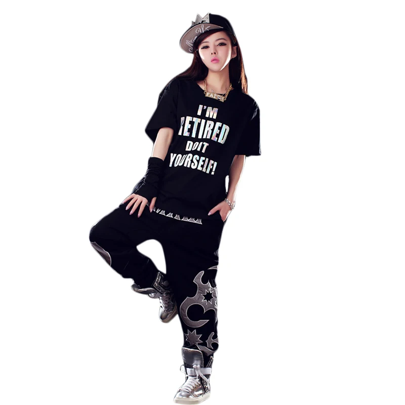 

Girls Vest Black And Pants Clothing Jazz Street Dance Costumes Hip Hop Cheerleading Performance Stage Dress DQT1155