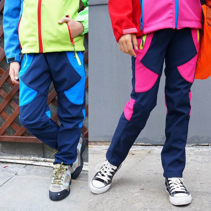 Уличные Зимние Детские флисовые штаны для мальчиков и девочек водонепроницаемые
