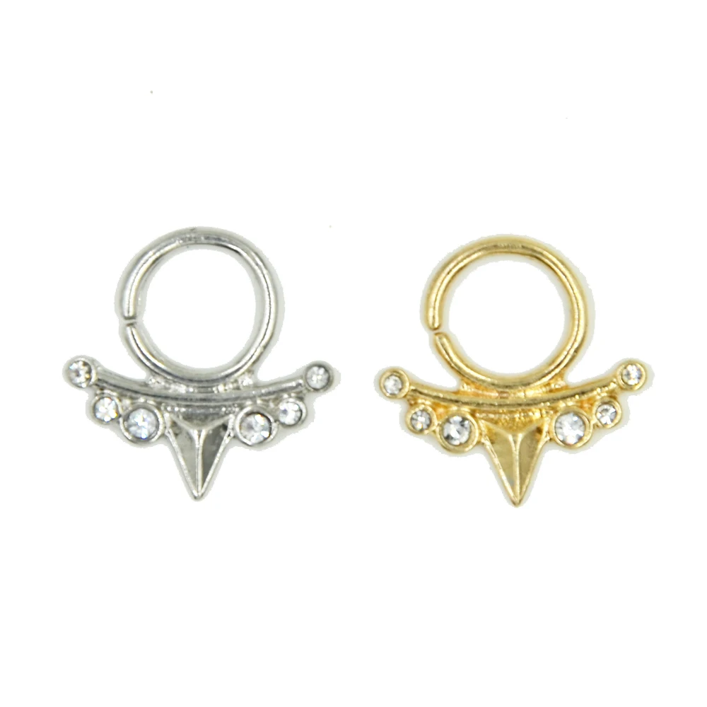 5 шт. анодированное кольцо для пирсинга носа с фианитом|body jewelry|septum clicker piercingnose ring |
