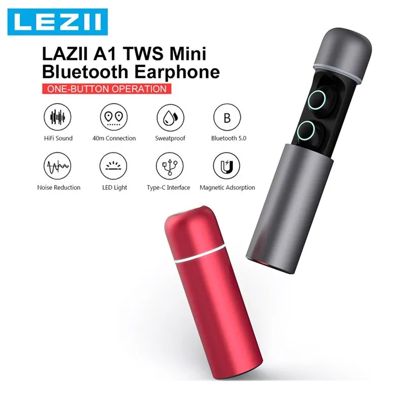 LEZII A1 наушники вкладыши TWS Мини Bluetooth True Беспроводной с микрофоном Hi Fi сенсорный