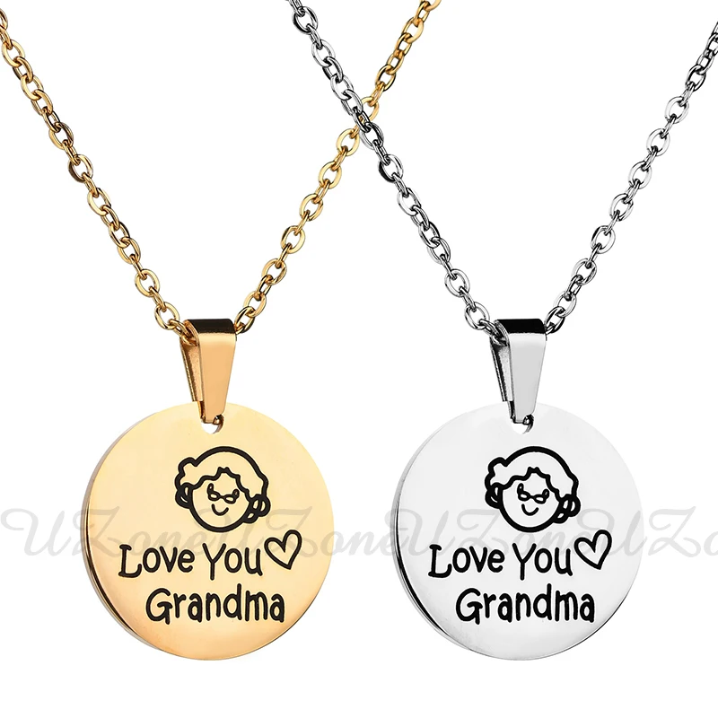 Uzone новый модный семейный Кулон из нержавеющей стали с надписью Love You Grandma