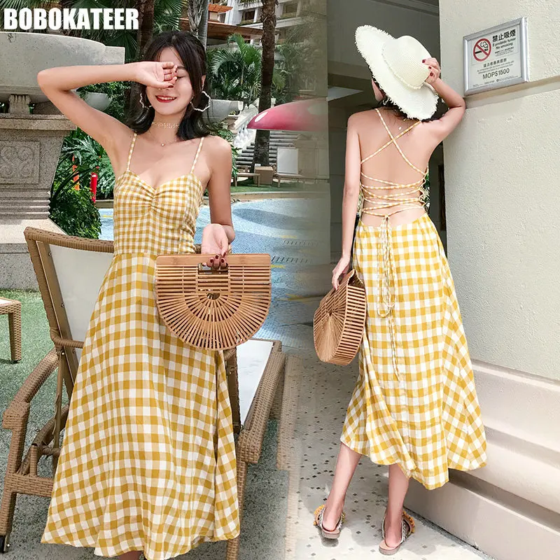 BOBOKATEER Boho сексуальное платье с открытой спиной женские платья открытыми плечами