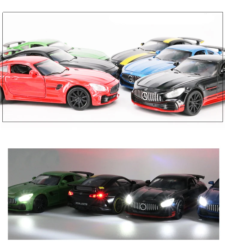 Сплав BENZ GT GTR AMG отступить литья под давлением модель автомобиля со звуком светильник miniauto игрушечных автомобилей игрушки для детей 1:32 спортивные автомобили