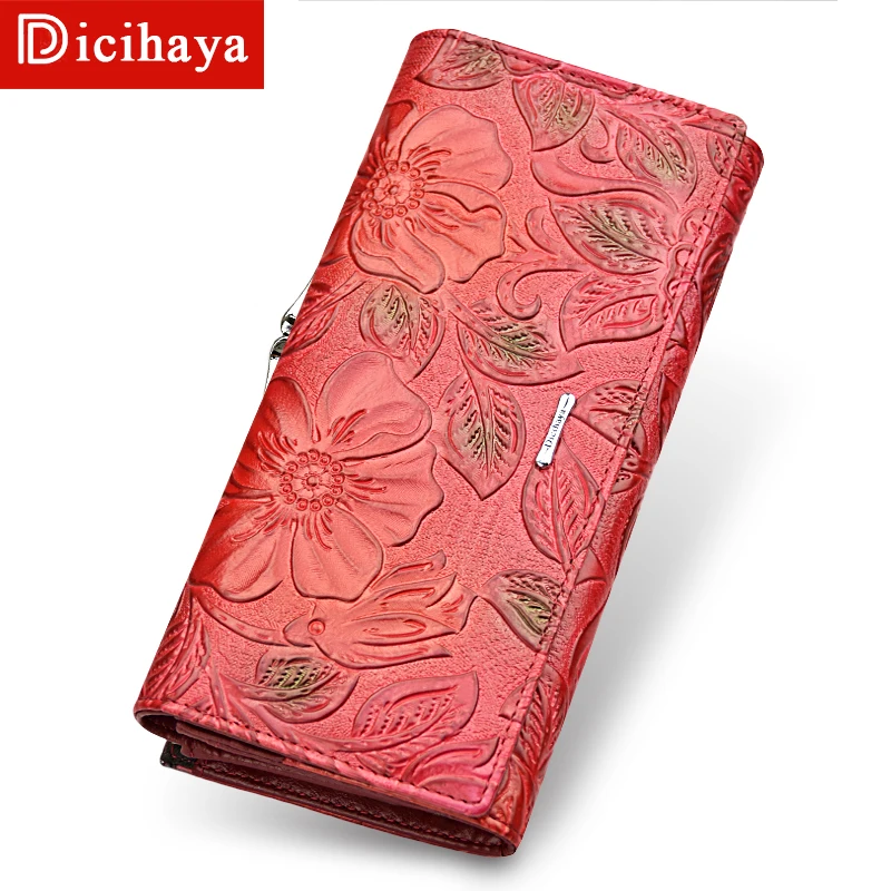 DICIHAYA, женские кошельки из натуральной кожи, роскошный фирменный дизайн, высокое качество, модный женский кошелек, держатель для карт, длинный клатч, сумка для телефона