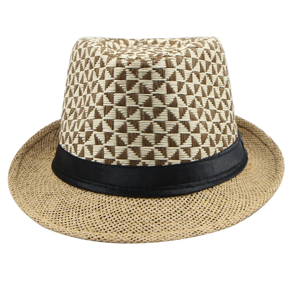 Модная весенне летняя мужская соломенная шляпа в клетку|Женские пляжные шляпы| |