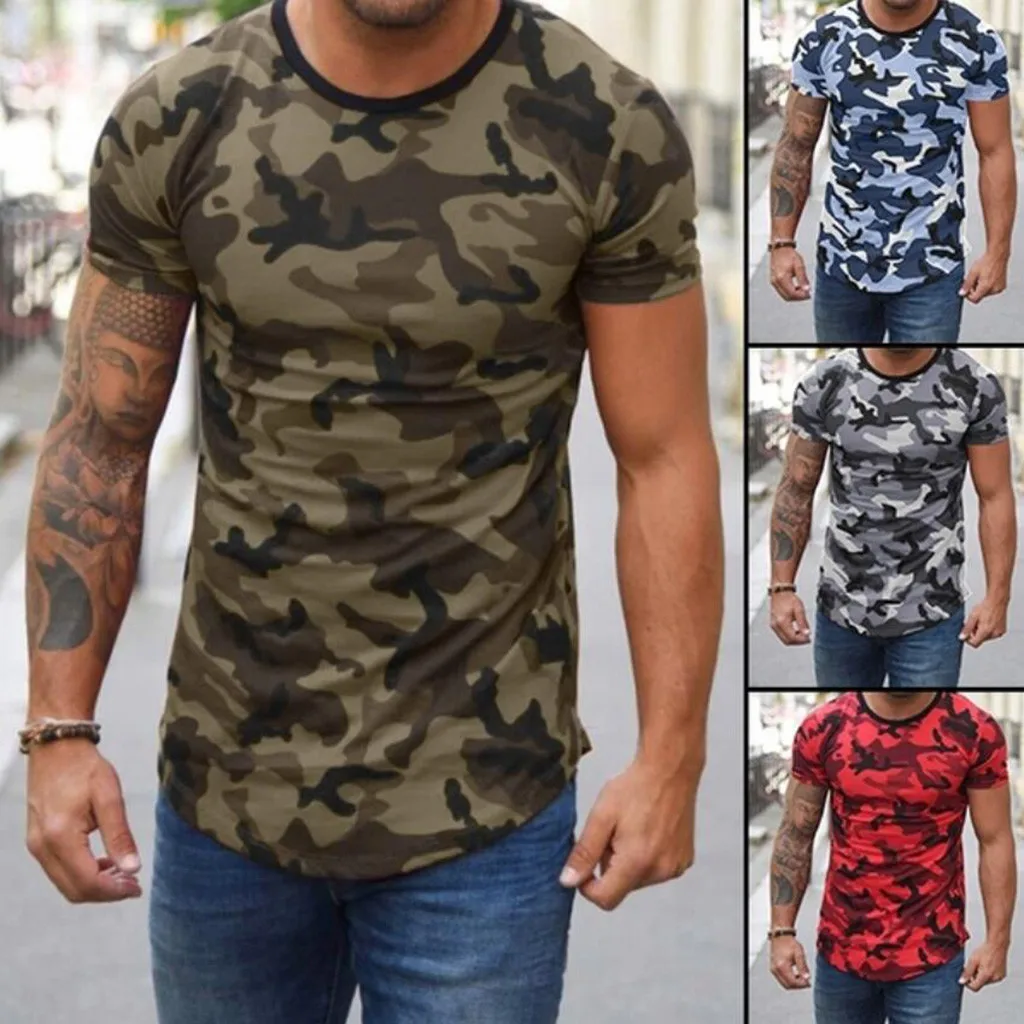 Мужская Спортивная Футболка homme летняя хлопковая камуфляжная футболка