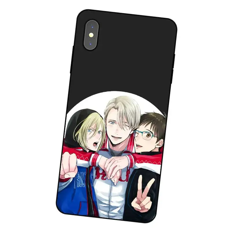 P249 силиконовый чехол Yuri On Ice Black для Apple iPhone 11 Pro XR XS Max X 8 7 6 6S Plus 5 5S SE |