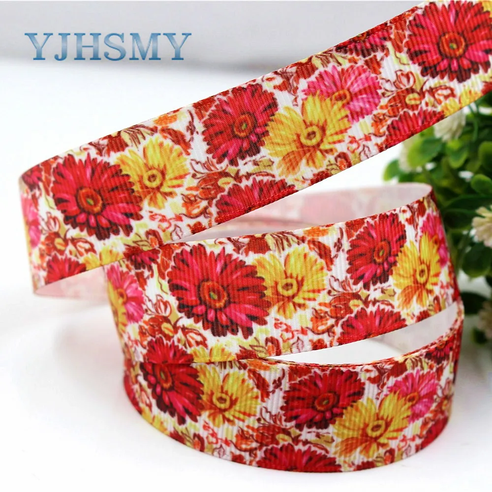 YJHSMY H 17523 917 10 ярдов 22 мм мультфильм цветок термопечать grosgrain Свадебные аксессуары