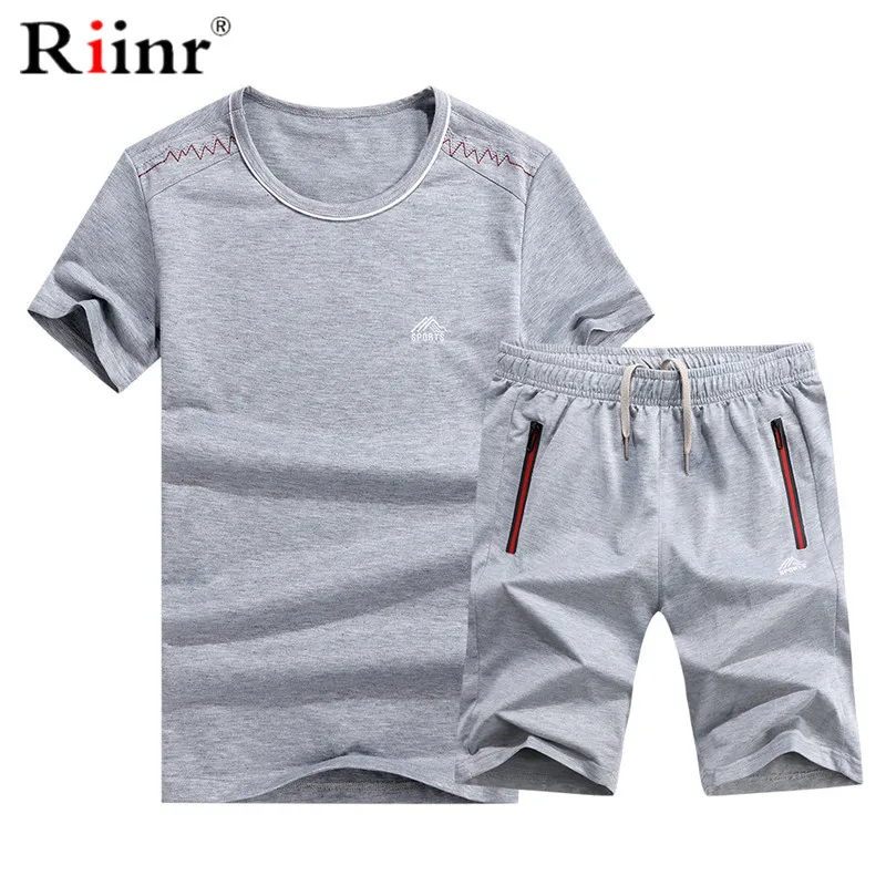 Riinr летний льняной короткий комплект для мужчин брендовая мужская футболка