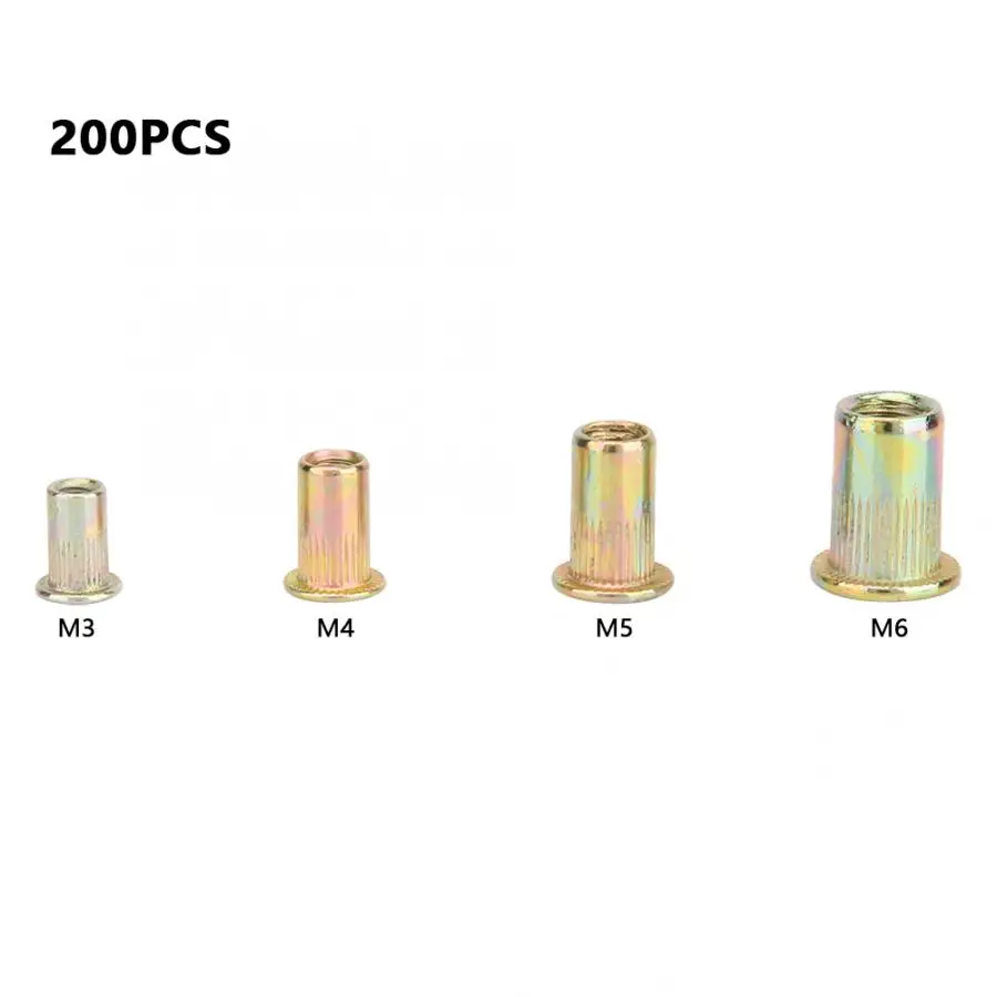 200 шт. M3 // M5/M6 Заклепка гайка Rivnut из углеродистой стали плоская Фланцевая заклепки