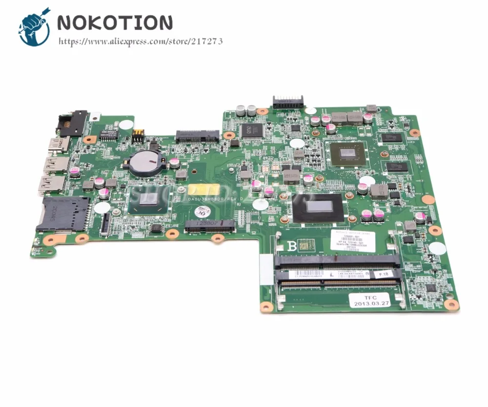 Материнская плата NOKOTION для ноутбука HP Seekbook 15 15-B GT630M SR0XF I3-3227U CPU 725069-501 725069-001 DA0U36MB6D0 |