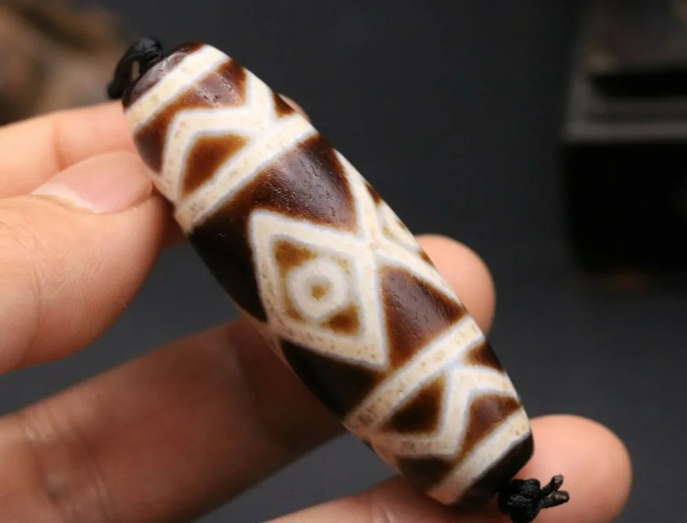 Treasure Magic Power LKbrotherMagic Tibetan Old Agate 4 Diamond Eye Water Wave Large dZi Bead Amulet LZK | Украшения и аксессуары