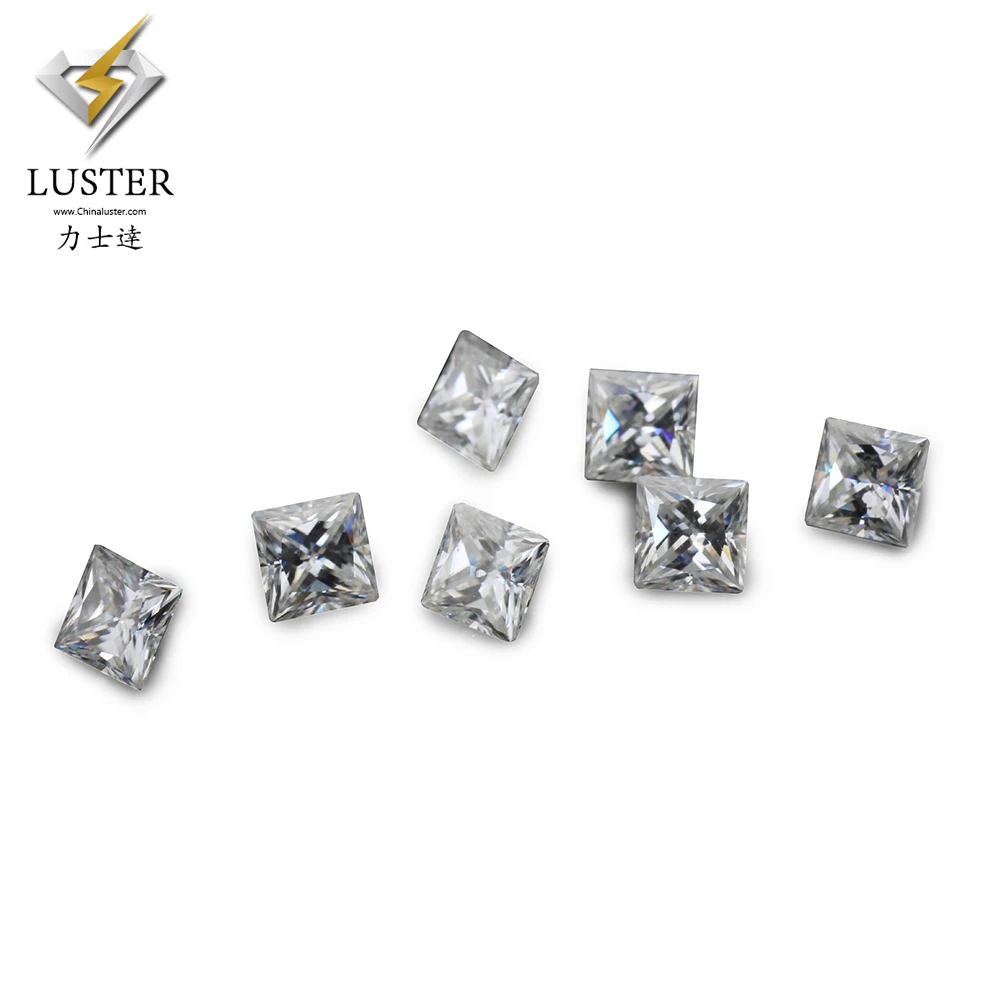 Forever solitaire brilliant white color moissanites 3*3~8*8mm Princess Cut square synthetic