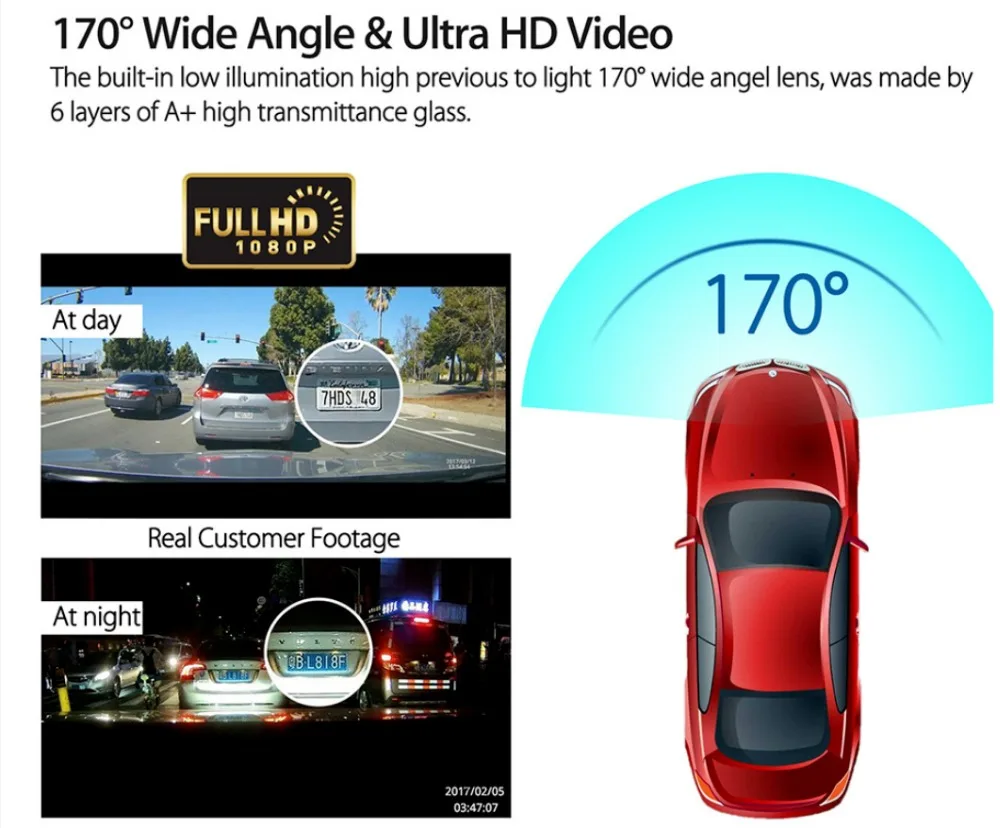 Автомобильный видеорегистратор AKASO 3 0 дюймов IPS HD дисплей Камера Dashcam Full 1080P