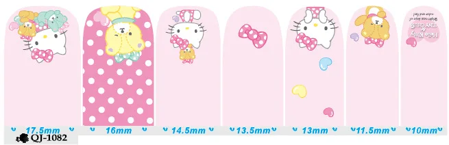 14 шт./лист 14 Тип hellokitty ногтей Обертывания 3D на весь ноготь Стикеры дизайнерские наклейки для ногтей Переводные картинки макияж тату Маникюр Инструмент - Цвет: QJ-1082  1sheet