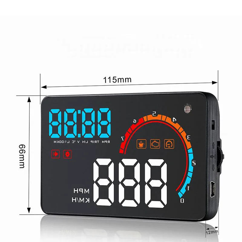 Популярные Hud A8 5 &quotCar HUD Дисплей OBD2 штекер кабеля цифровой лобовое стекло
