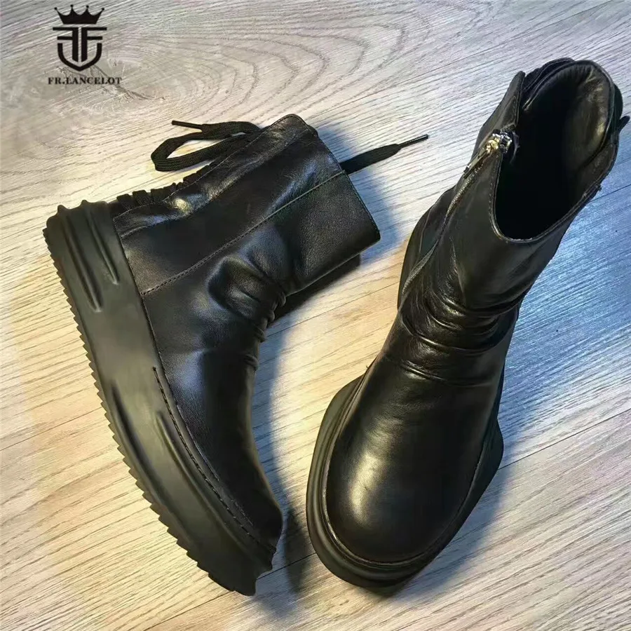 2017 г. новые зимние ботинки из натуральной воловьей кожи с высоким берцем и