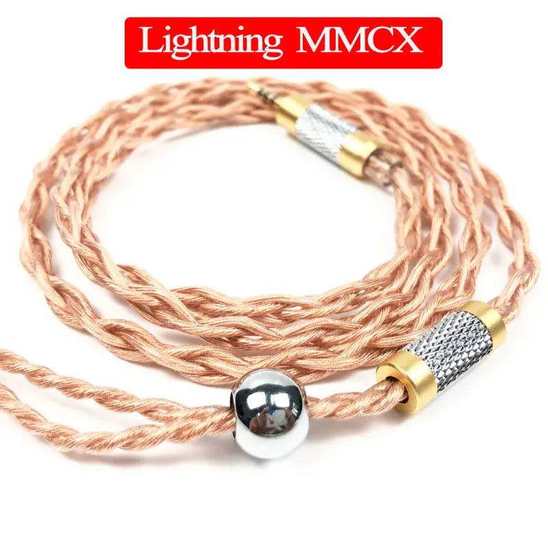 For Lightning MMCX jcally 4-х ядерный более обновления из меди без примеси кислорода покрытием с серебряным покрытием 2,5/3,5/4,4 мм кабель для наушников MMCX для Shure SE215 - Цвет: For Lightning MMCX