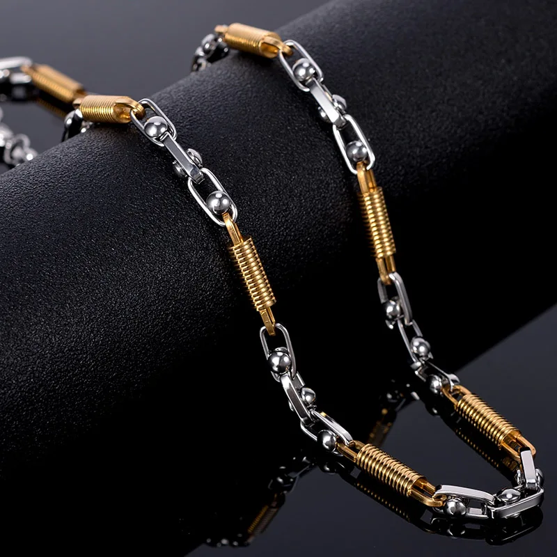 Gold Color TrustyLan, мужское ожерелье, роскошное, золотое, серебряное, толстое, нержавеющая сталь, цепочка, колье, ожерелье, мужская бижутерия, Подарки для него - Окраска металла: Gold Color