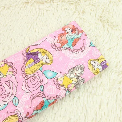 pink Половина метра мультфильм хлопок печати ткань, ручной работы DIY одежды платье Детская одежда B232 - Цвет: pink