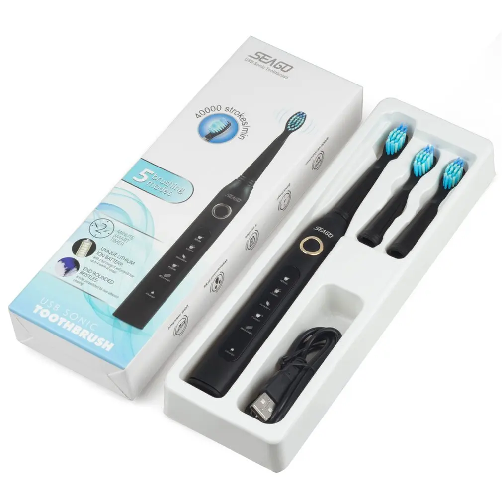 Seago SG 507 электрическая зубная щетка с умным таймером звуковая USB перезаряжаемая