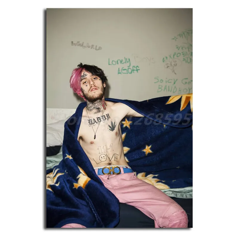 Lil Peep розовые и Черные искусственные волосы принт для гостиной домашний декор