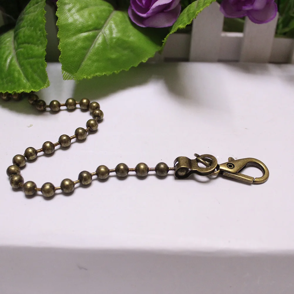 Металлическая цепочка из бисера 120 см для кошелька сделай сам с зажимом-лобстером