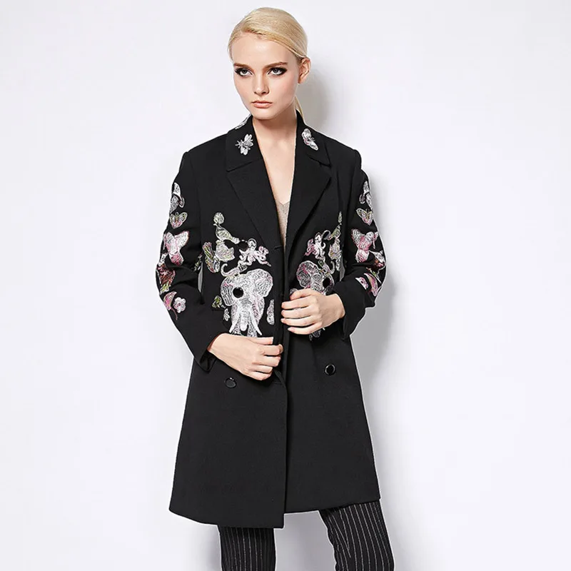 Шерстяные пальто 2020 осень зима новый отложной воротник винтажный полный рукав