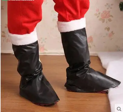 Лакированной кожи Рождественские сапоги санта-Клаус одежда карнавал Рождество