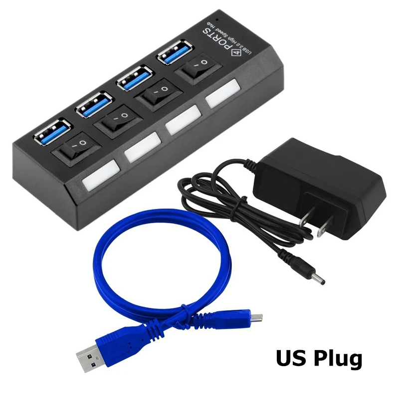 Usb-концентратор с несколькими портами 3,0 4 порта USB 3,0 концентратор разделители USB с адаптером питания переключатель 3 Hab для ПК macbook pro компьютерные аксессуары
