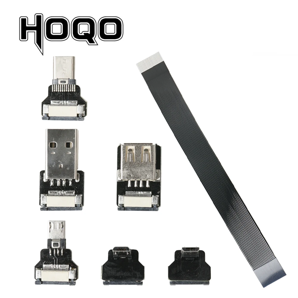 Cable de carga FPV para Monitor, conector USB tipo C, flexible, súper plano, FPC, USB-C de 90 grados, Micro USB, Cable de salida AV