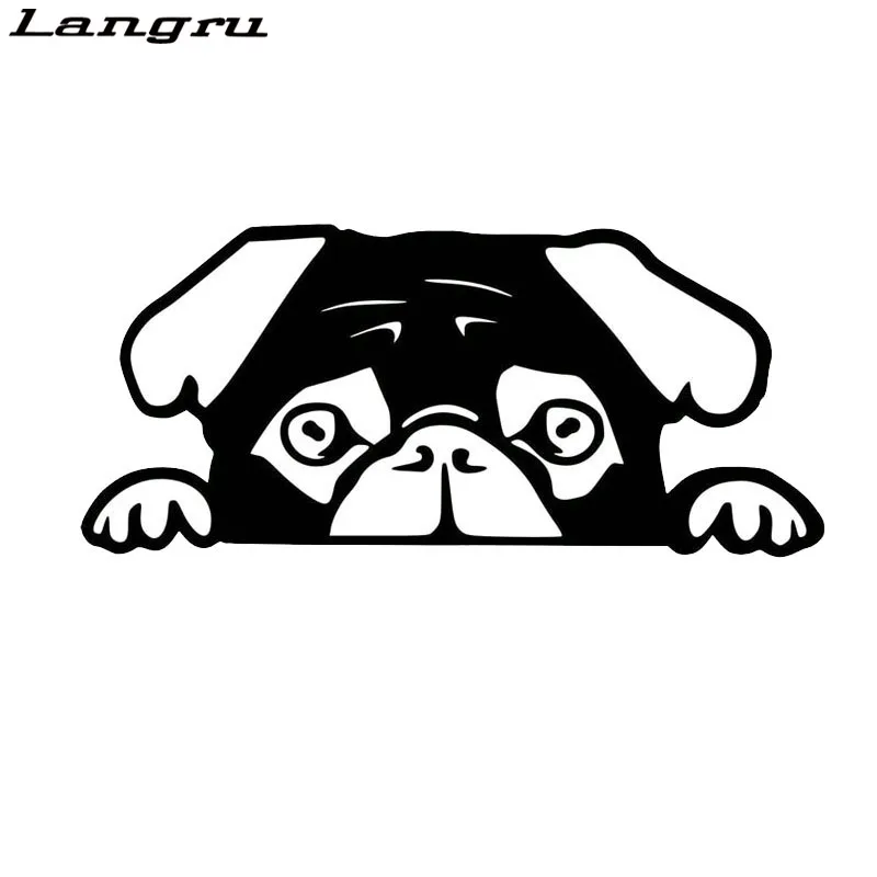 Langru Peeking мопса порезная виниловая наклейка автомобильные аксессуары