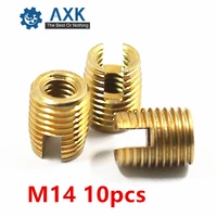 10pcs m14 self tapping thread insert screw bushing m14m1824mm 302 slotted type wire thread repair insert steel with zinc
