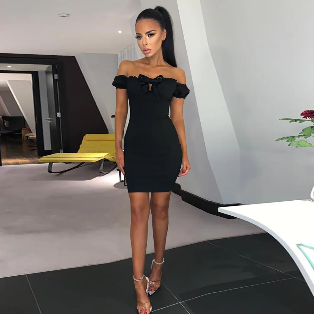 Dulzura Лето г. женское платье элегантные пикантные с открытыми плечами bodycon vestidos выдалбливают деревянные уха праздничное фестиваль