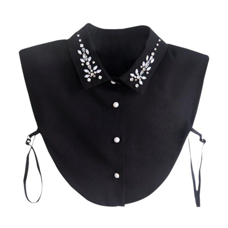 Vintage Half Shirt faux diamond Detachable collar Women Chic black white Fake Lapel Collar removable female Neck Decor |