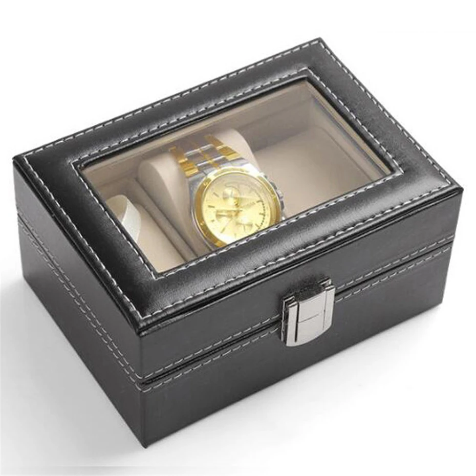 Часы поле Роскошные искусственная кожа 3 сетки Дисплей кожаный чехол Box Ювелирная