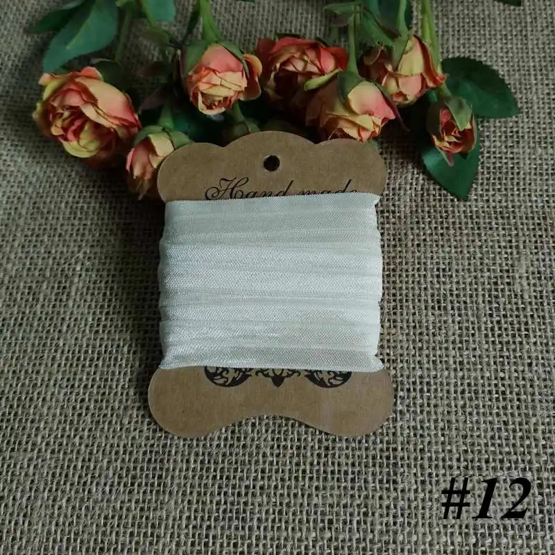 No12 5 ярдов/партия, 5/8 дюйма, 15 мм, одноцветная дешевая блестящая складывающаяся эластичная повязка из спандекса, Детская повязка для волос, повязка на голову, ленты, кружево отделка Шитье - Цвет: No12